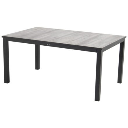 Hartman "Comino" Gartentisch, Gestell Aluminium schwarz, Tischplatte Keramik grey wood, 163x105 cm