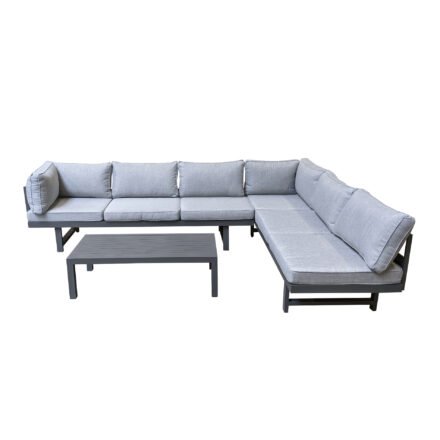 Home Islands "New Chalong" Loungeset mit 2x Sofa und Loungetisch, Gestelle Aluminium anthrazit, Polster hellgrau