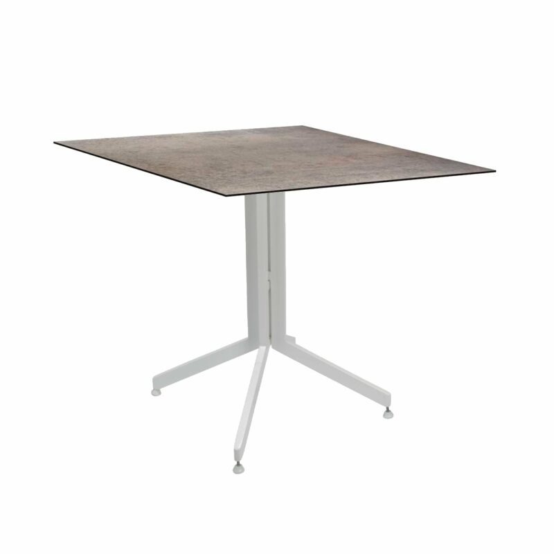 Stern Bistrotisch 80x80 cm, Gestell Alu weiß, Tischplatte HPL Smoky