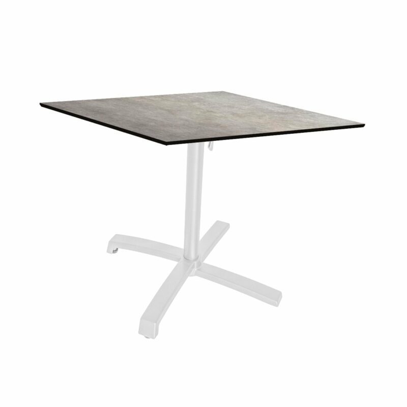 Stern "Livorno" Bistrotisch 80x80cm, Gestell Alu weiß, Tischplatte HPL Metallic Grau