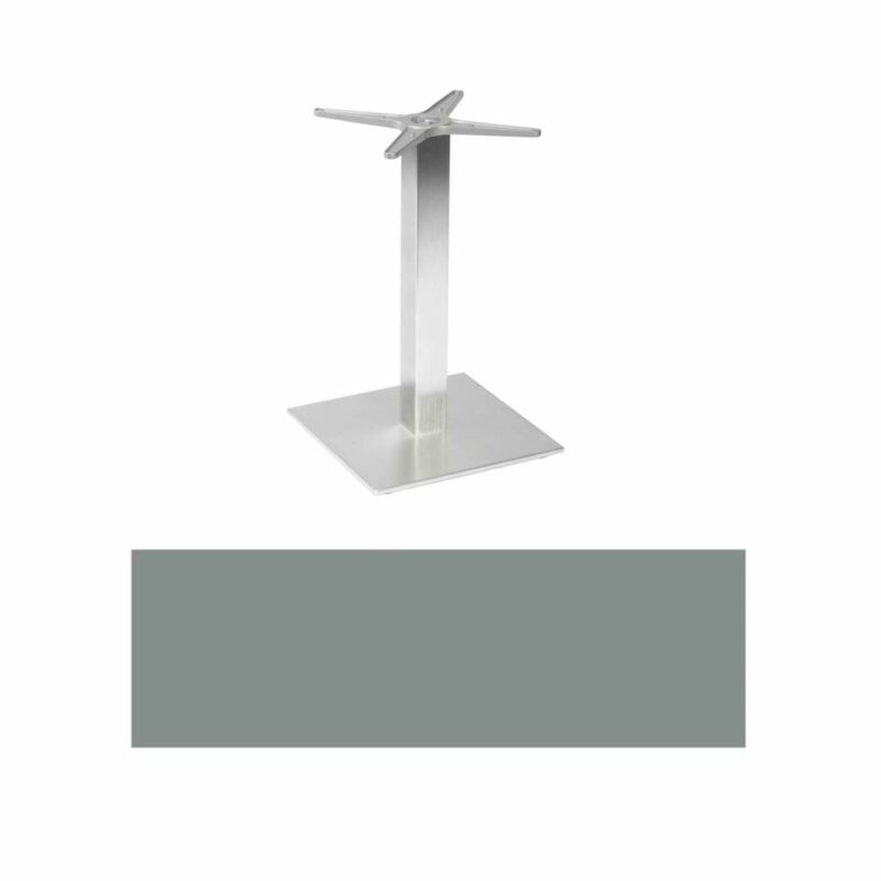 Stern "Mailand" Bistrotisch 80x80 cm, Aluminium in Edelstahloptik, Tischplatte HPL Nordic Green