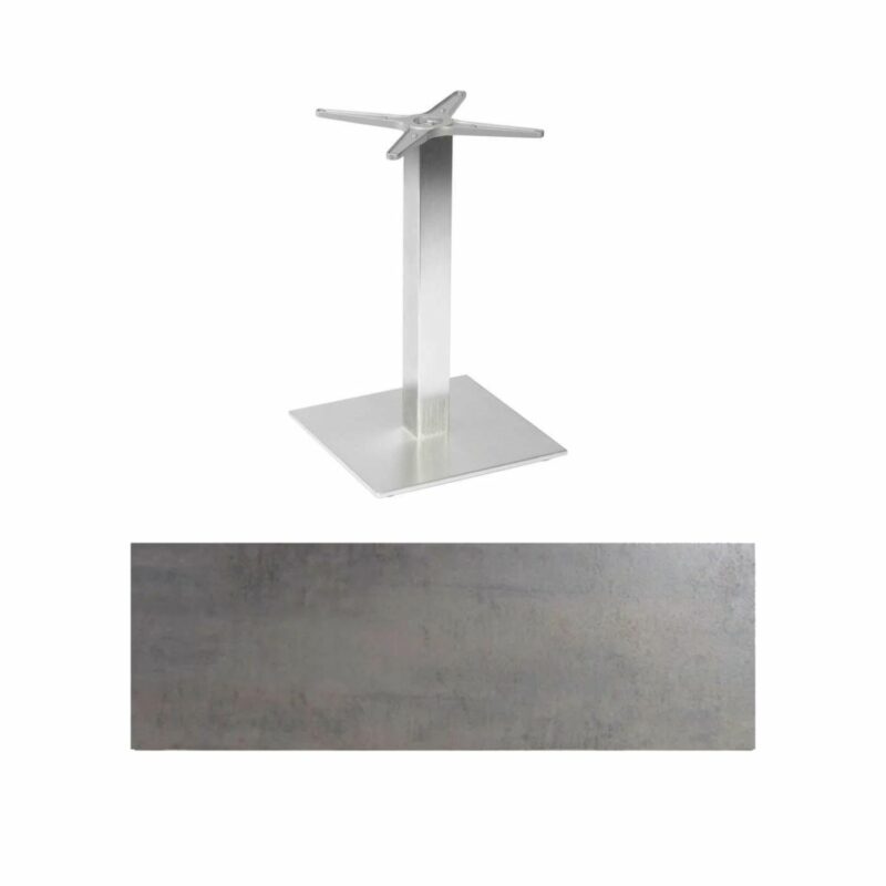 Stern "Mailand" Bistrotisch 80x80 cm, Aluminium in Edelstahloptik, Tischplatte HPL Smoky