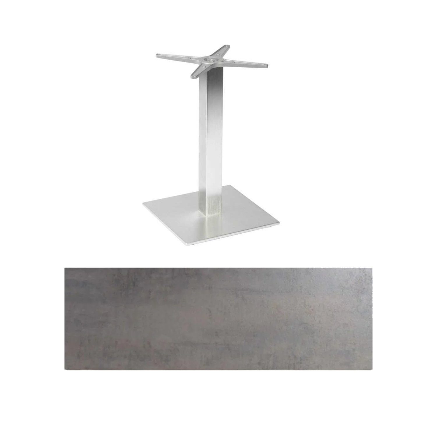Stern "Mailand" Bistrotisch 80x80 cm, Aluminium in Edelstahloptik, Tischplatte HPL Smoky