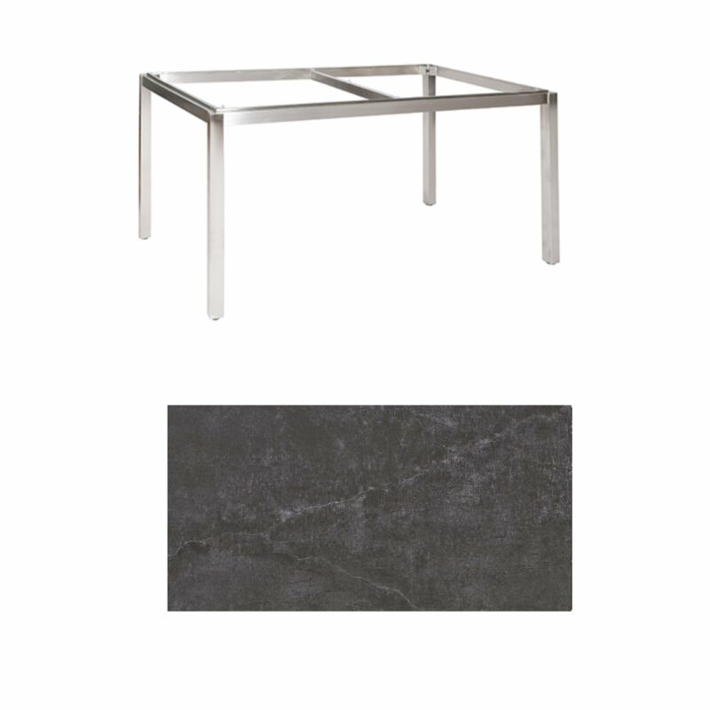 Jati & Kebon Tischgestell "Muri" 160x90 cm, Edelstahl, Tischplatte Dekton Laos