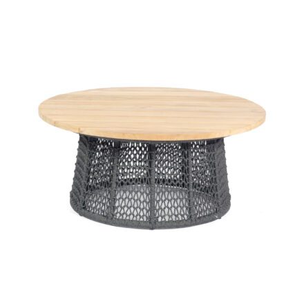 Sonnenpartner "Poison“ Loungetisch, Gestell Aluminium grau, Geflecht Polyrope dunkelgrau, Tischplatte Teak
