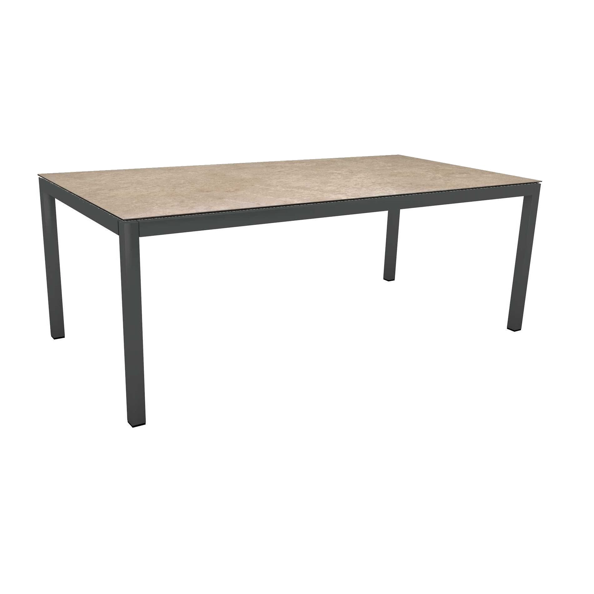Stern Tischsystem, Gestell Aluminium anthrazit, Tischplatte HPL Vintage Shell, Größe: 200x100 cm