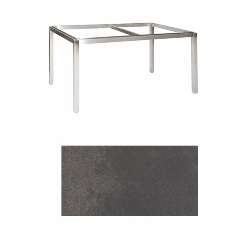 Jati & Kebon Tischgestell "Muri" 160x90 cm, Edelstahl, Tischplatte HPL titanium