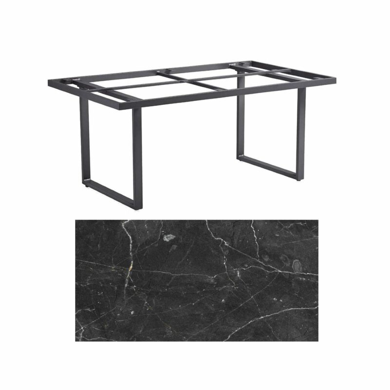 Kettler "Skate" Gartentisch Casual Dining, Gestell Aluminium anthrazit, Tischplatte HPL Marmor grau, 160x95 cm, Höhe ca. 68 cm
