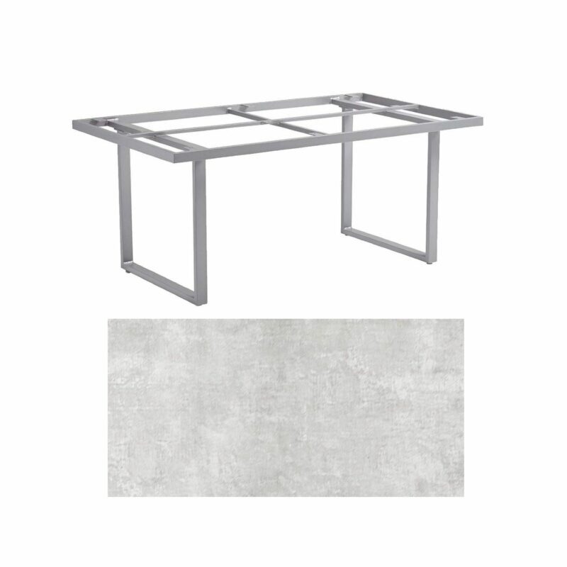 Kettler "Skate" Gartentisch Casual Dining, Gestell Aluminium silber, Tischplatte HPL hellgrau meliert, 160x95 cm, Höhe ca. 68 cm