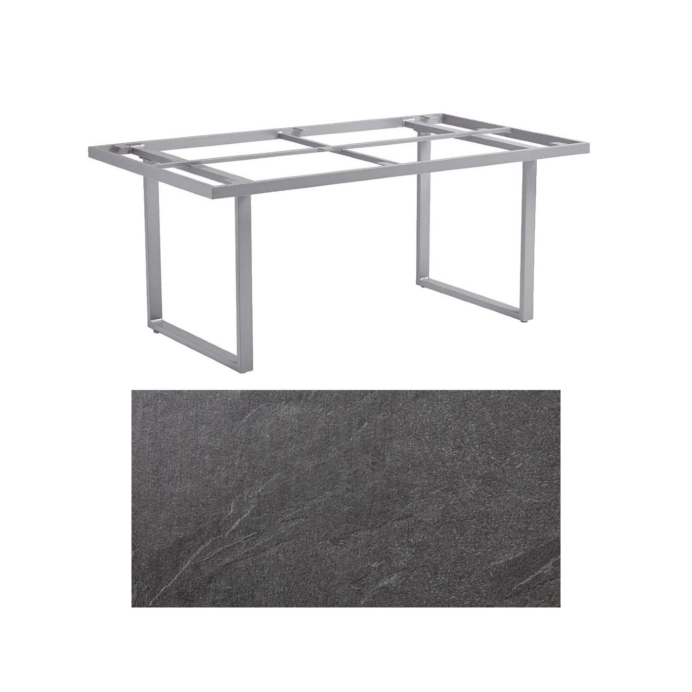 Kettler "Skate" Gartentisch Casual Dining, Gestell Aluminium silber, Tischplatte HPL Jura anthrazit, 160x95 cm, Höhe ca. 68 cm