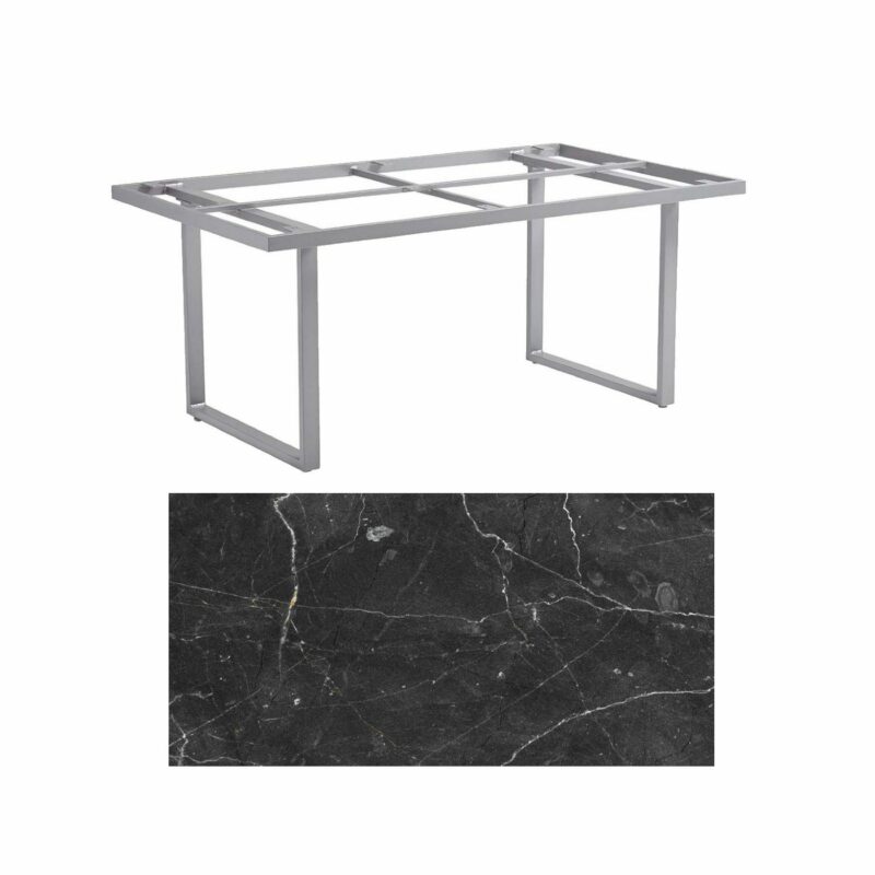 Kettler "Skate" Gartentisch Casual Dining, Gestell Aluminium silber, Tischplatte HPL Marmor grau, 160x95 cm, Höhe ca. 68 cm