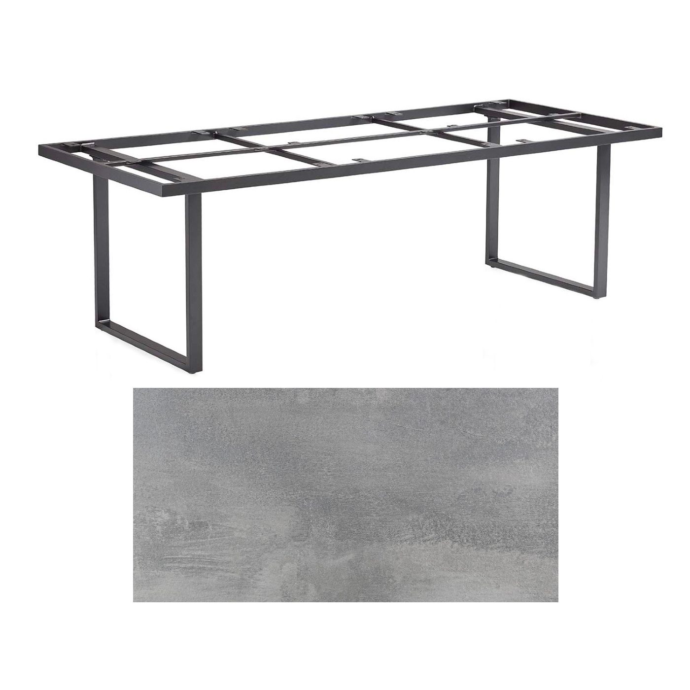 Kettler "Skate" Gartentisch Casual Dining, Gestell Aluminium anthrazit, Tischplatte HPL silber-grau, 220x95 cm, Höhe ca. 68 cm