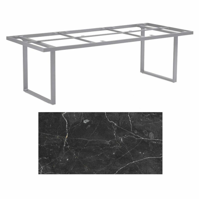 Kettler "Skate" Gartentisch Casual Dining, Gestell Aluminium silber, Tischplatte HPL Marmor grau, 220x95 cm, Höhe ca. 68 cm