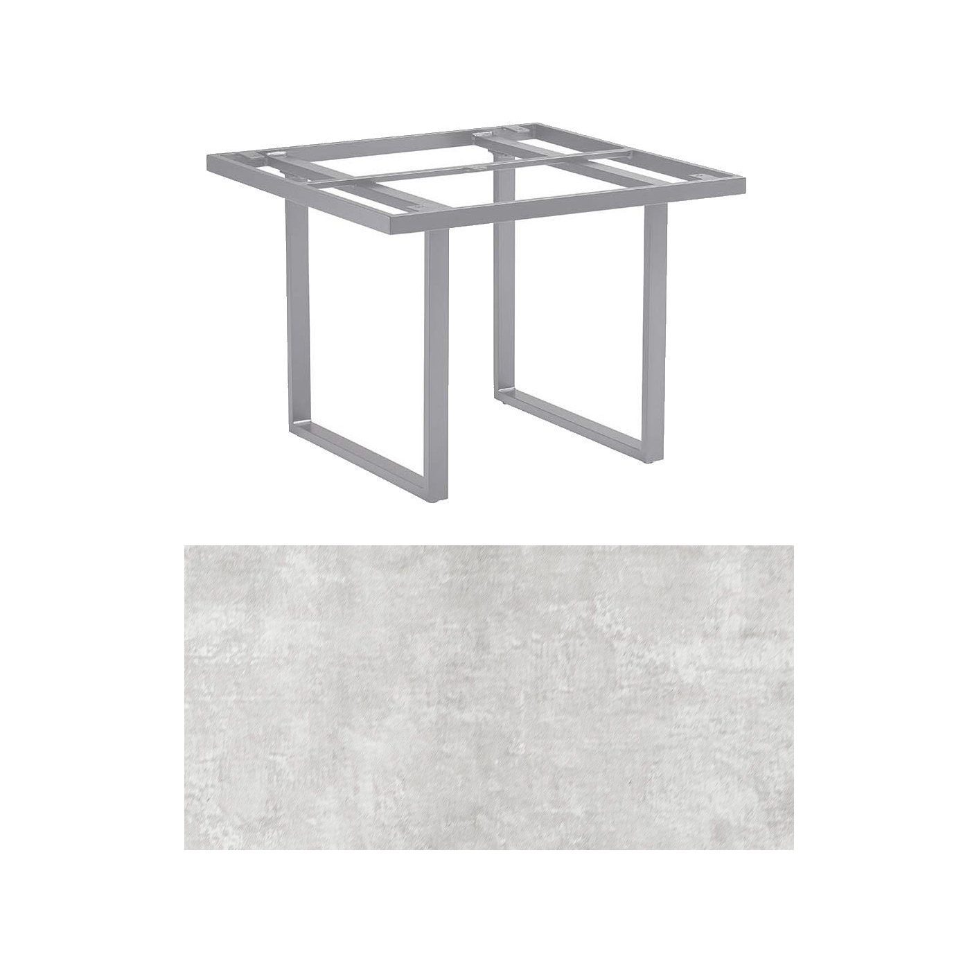 Kettler "Skate" Gartentisch Casual Dining, Gestell Aluminium silber, Tischplatte HPL hellgrau meliert, 95x95 cm, Höhe ca. 68 cm
