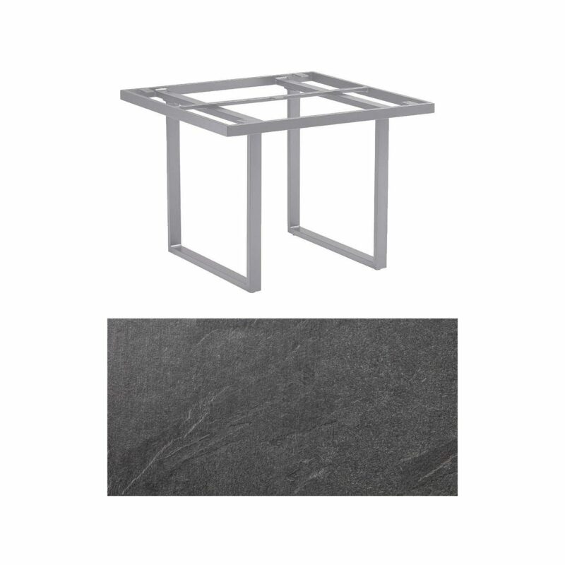 Kettler "Skate" Gartentisch Casual Dining, Gestell Aluminium silber, Tischplatte HPL Jura anthrazit, 95x95 cm, Höhe ca. 68 cm