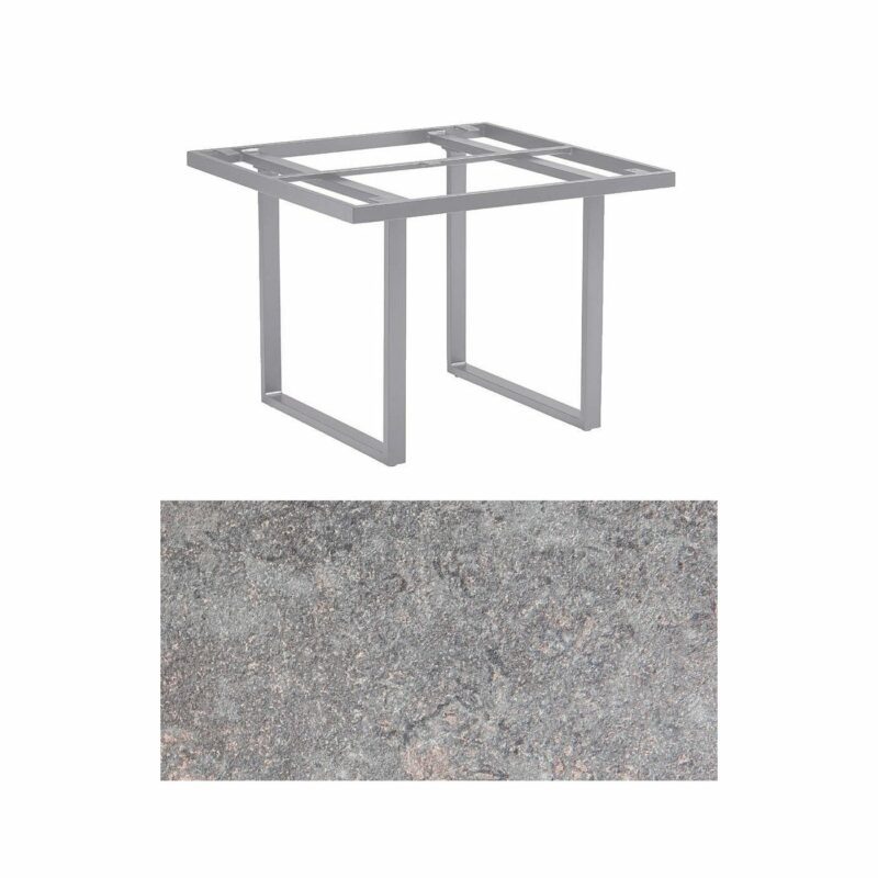 Kettler "Skate" Gartentisch Casual Dining, Gestell Aluminium silber, Tischplatte HPL Kalksandstein, 95x95 cm, Höhe ca. 68 cm