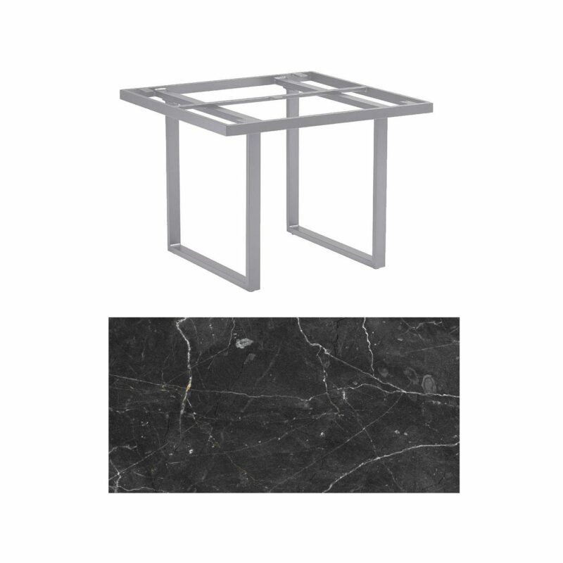 Kettler "Skate" Gartentisch Casual Dining, Gestell Aluminium silber, Tischplatte HPL Marmor grau, 95x95 cm, Höhe ca. 68 cm