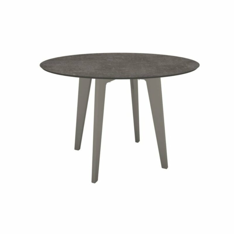 Stern Gartentisch rund 110cm oder 134cm, Aluminium graphit, Tischplatte HPL Metallic Grau