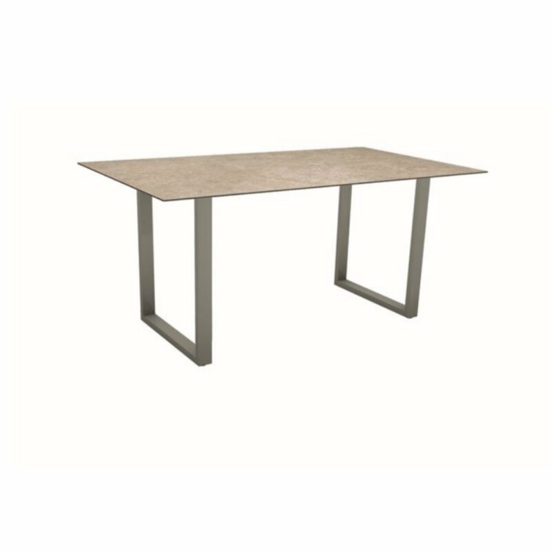 Stern Kufentisch, Gestell Alu graphit, Tischplatte HPL Vintage Shell, Tischgröße: 160x90 cm