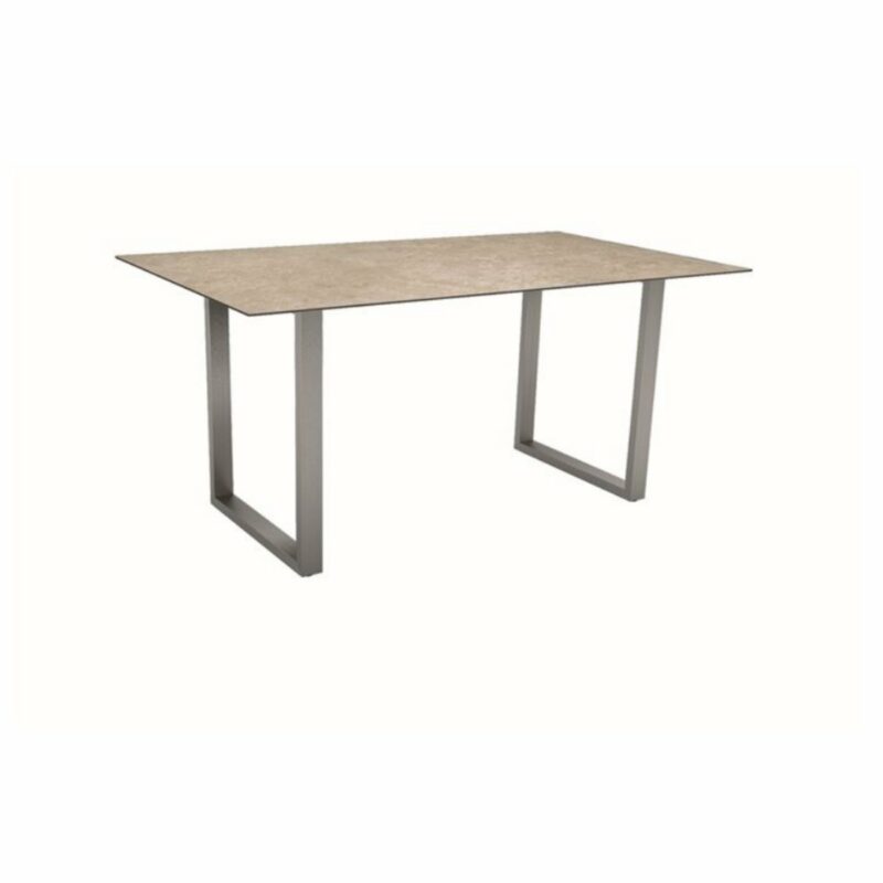 Stern Kufentisch, Gestell Edelstahl, Tischplatte HPL Vintage Shell, Tischgröße: 160x90cm