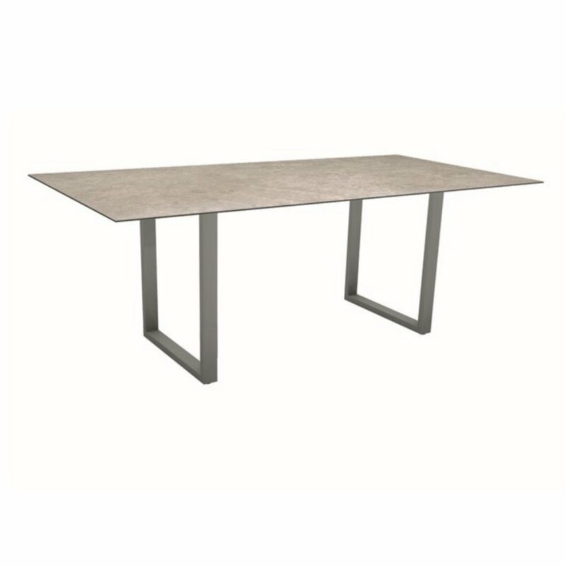 Stern Kufentisch, Maße: 200x100x73 cm, Gestell Aluminium graphit, Tischplatte HPL Vintage Shell