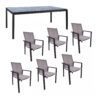 Jati&Kebon Gartenmöbel-Set mit Stuhl "Beja XL" und Tisch 220x100 cm "Lugo", Alu eisengrau, Tischplatte HPL zementgrau
