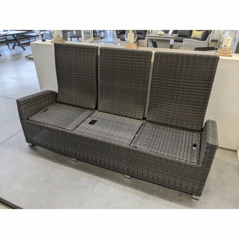 Ploß "Rocking Comfort" 3-Sitzer Loungesofa, Gestell Aluminium, Geflecht Polyrattan grau-braun meliert, Ansicht ohne Auflage