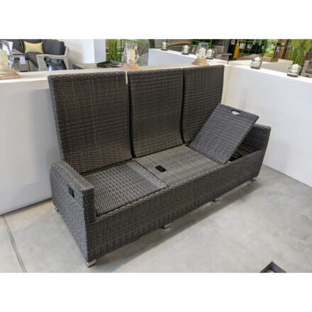 Ploß "Rocking Comfort" 3-Sitzer Loungesofa, Gestell Aluminium, Geflecht Polyrattan grau-braun meliert, Sitzfläche verstellt