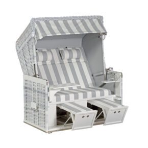 Sonnenpartner Strandkorb "Konsul", XL-2-Sitzer, Polyrattan white-washed, PVC-Stoff 210 und uni hellgrau