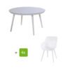 Hartman Gartenmöbel-Set mit Stuhl "Sophie Studio Organic" und Tisch "Studio 128", Aluminium Farbe Royal White