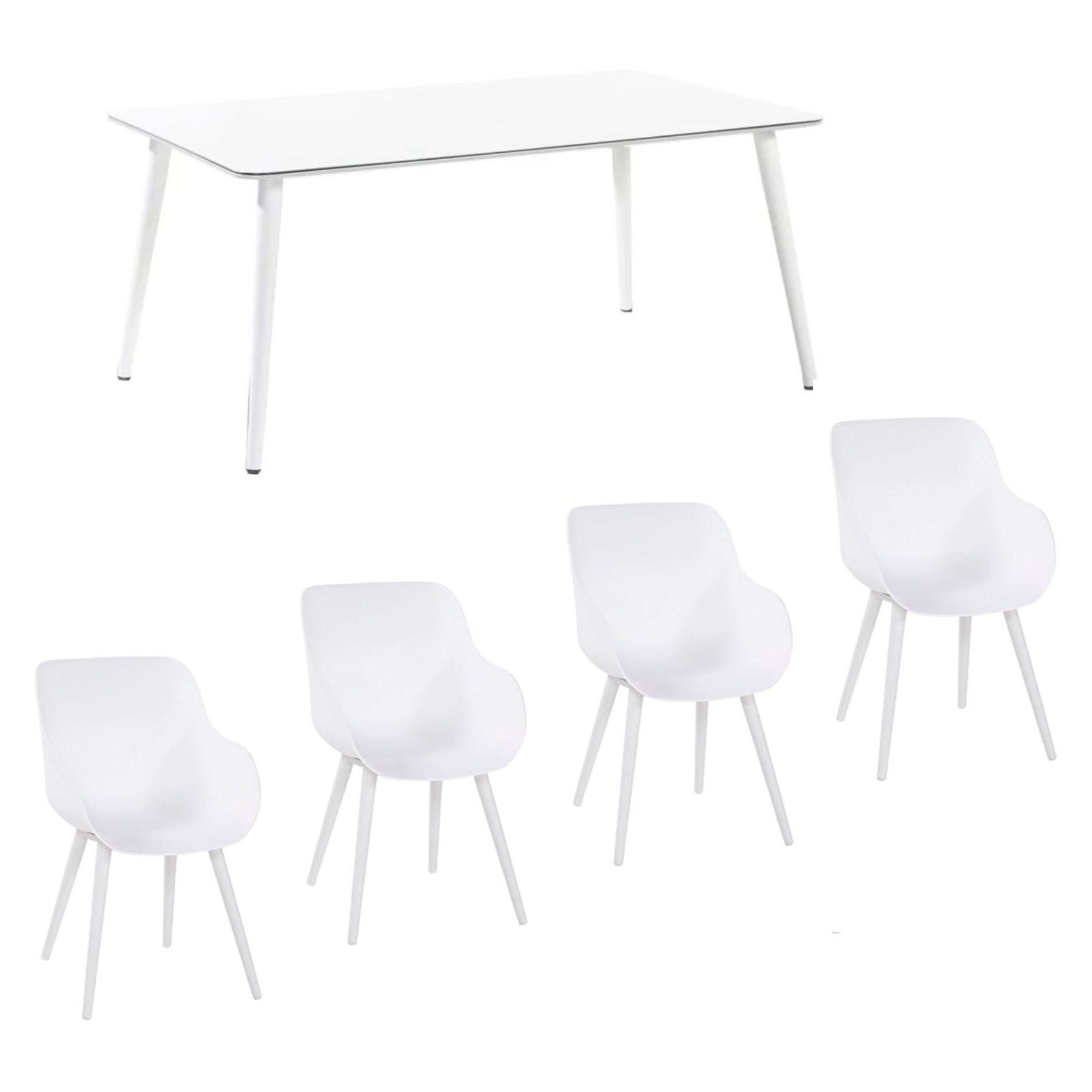 Hartman Gartenmöbel-Set mit Stuhl "Sophie Studio Organic" und Tisch "Studio 170", Aluminium Farbe Weiß