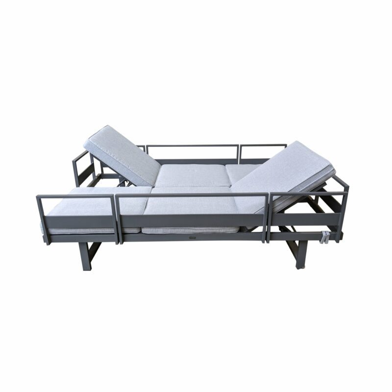 Home Islands "New Chalong" 2x Loungesofa, Stellvariante "Doppelbett", Gestell Aluminium anthrazit, Polster hellgrau