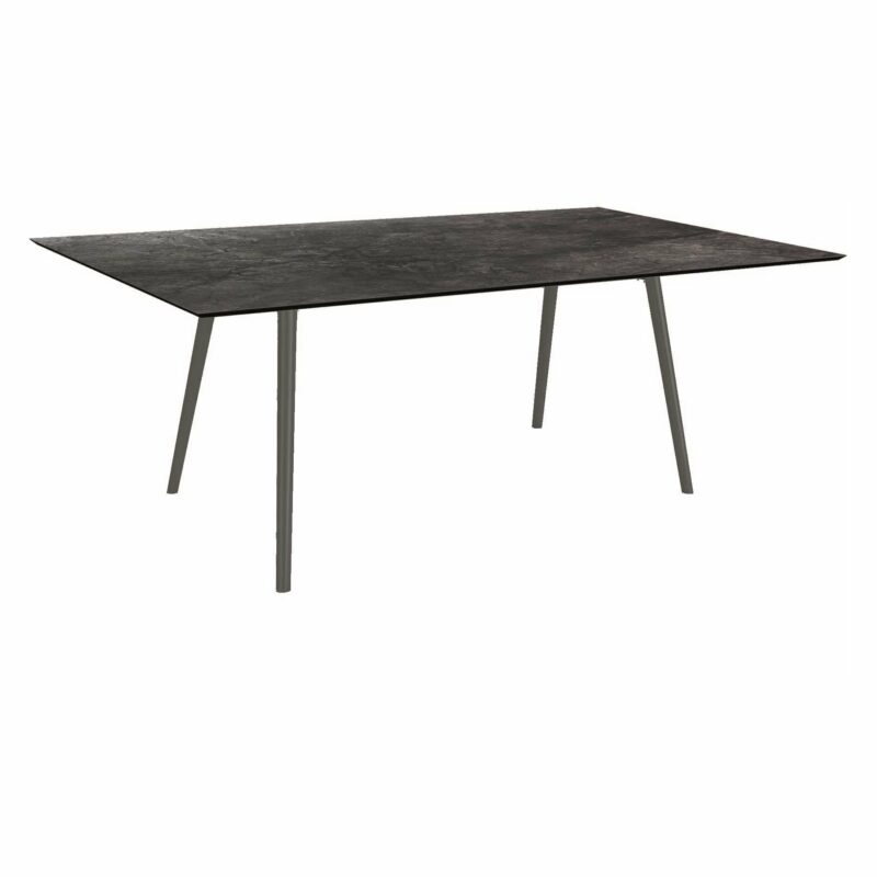 Stern Tisch "Interno", Größe 180x100cm, Alu anthrazit, Rundrohr, Tischplatte HPL Dark Marble