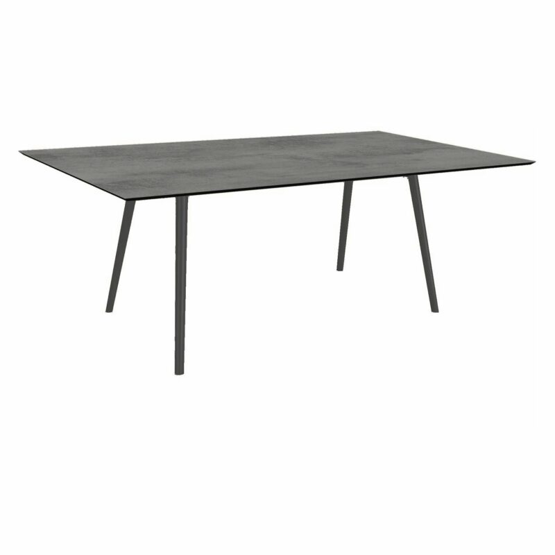 Stern Tisch "Interno", Größe 180x100cm, Alu anthrazit, Rundrohr, Tischplatte HPL Zement