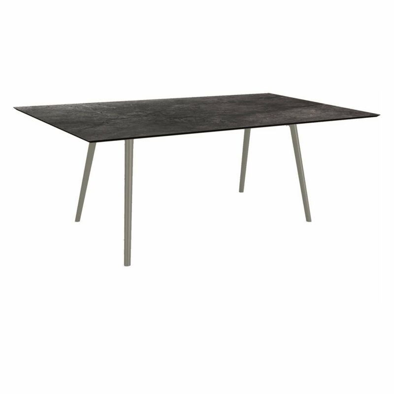 Stern Tisch "Interno", Größe 180x100cm, Alu graphit, Rundrohr, Tischplatte HPL Dark Marble
