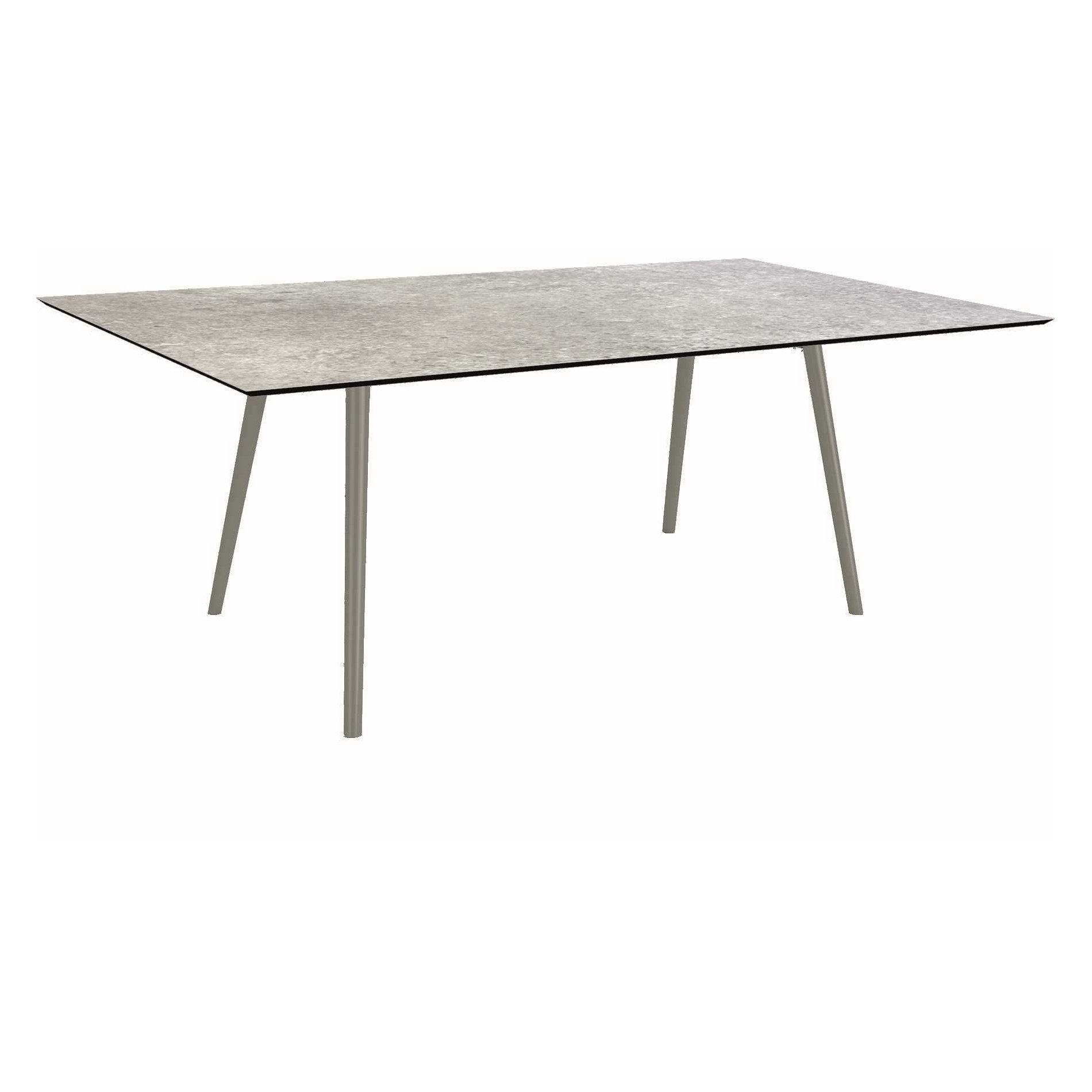 Stern Tisch "Interno", Größe 180x100cm, Alu graphit, Rundrohr, Tischplatte HPL Vintage Stone