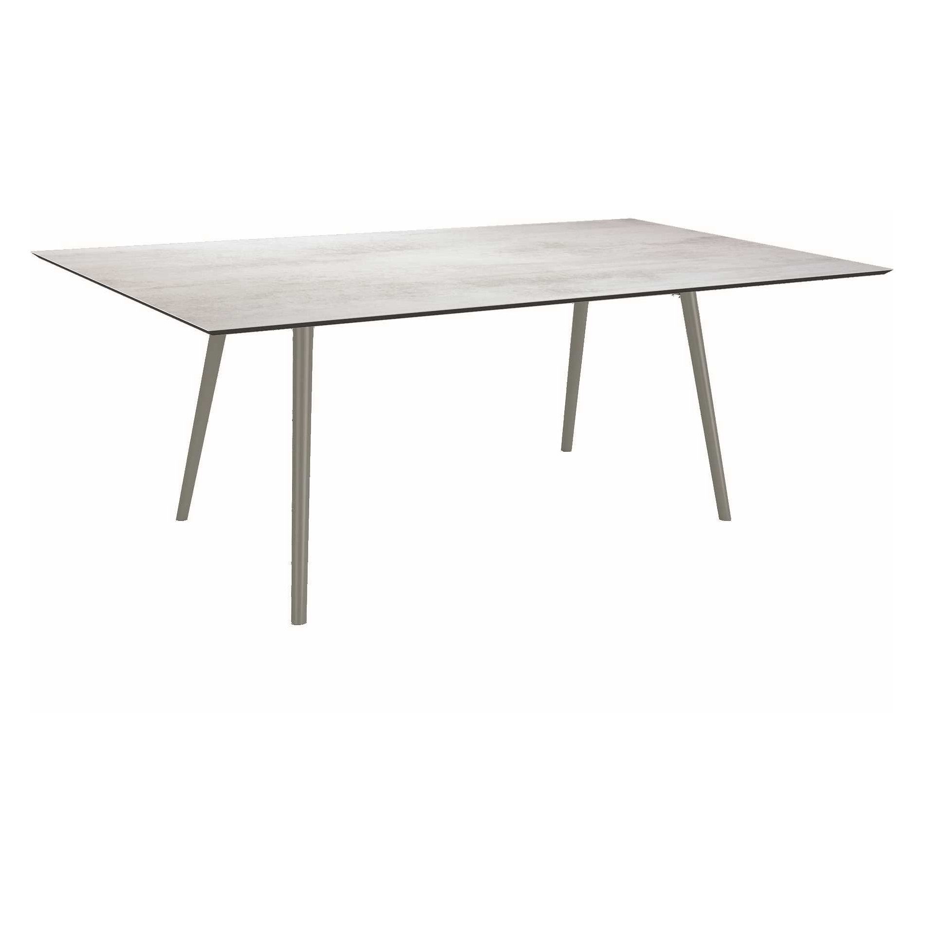 Stern Tisch "Interno", Größe 180x100cm, Alu graphit, Rundrohr, Tischplatte HPL Zement hell