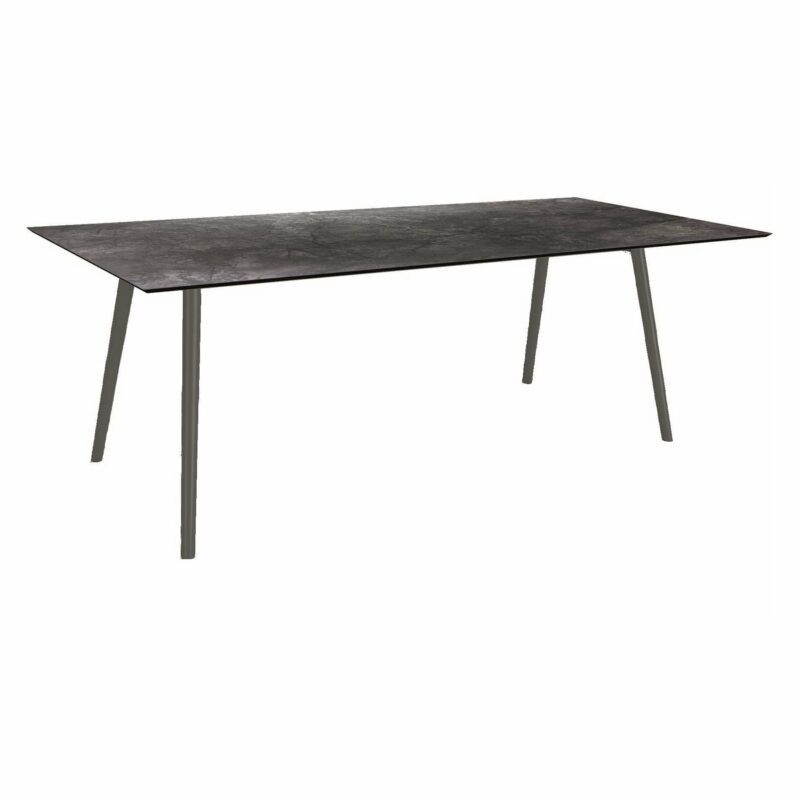Stern Tisch "Interno", Größe 220x100cm, Alu anthrazit, Rundrohr, Tischplatte HPL Dark Marble