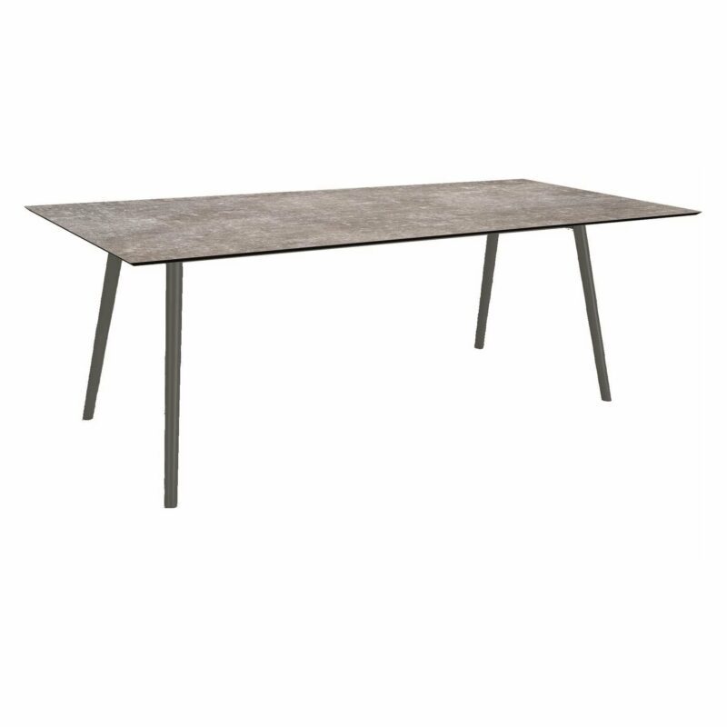 Stern Tisch "Interno", Größe 220x100cm, Alu anthrazit, Rundrohr, Tischplatte HPL Metallic Grau