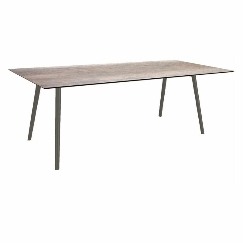 Stern Tisch "Interno", Größe 220x100cm, Alu anthrazit, Rundrohr, Tischplatte HPL Smoky