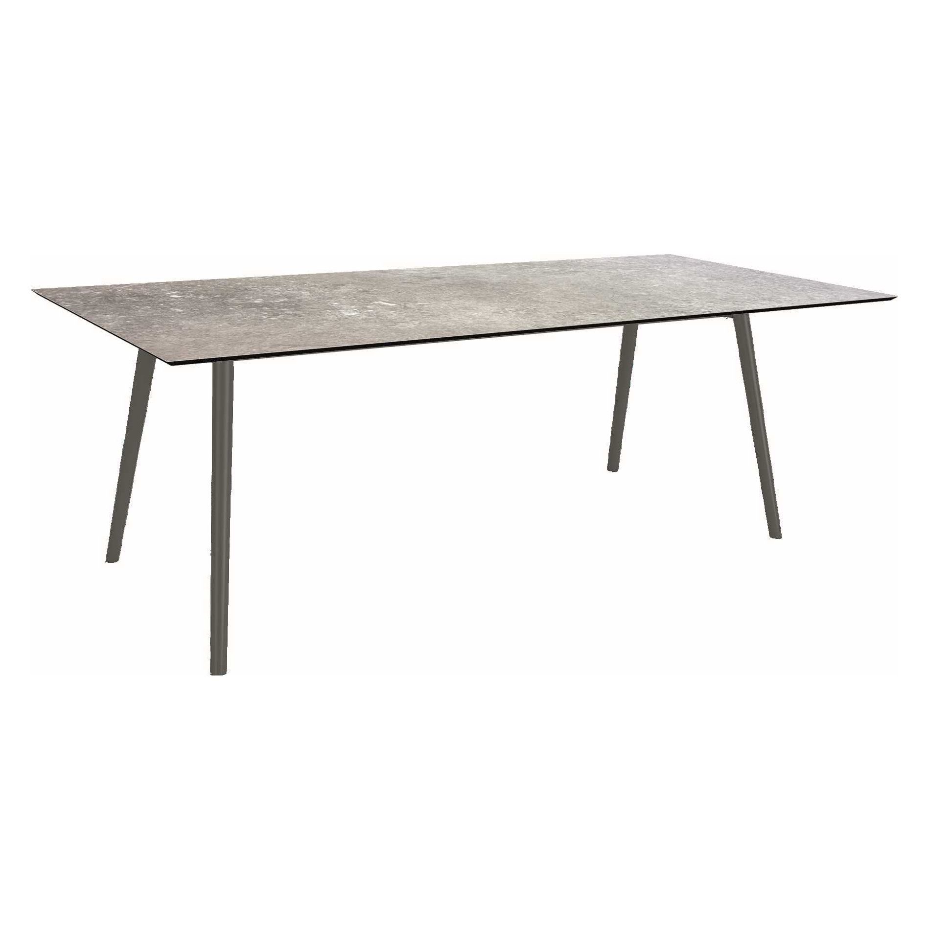 Stern Tisch "Interno", Größe 220x100cm, Alu anthrazit, Rundrohr, Tischplatte HPL Vintage Stone