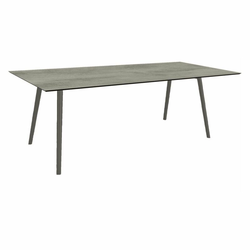 Stern Tisch "Interno", Größe 220x100cm, Alu anthrazit, Rundrohr, Tischplatte HPL Zement
