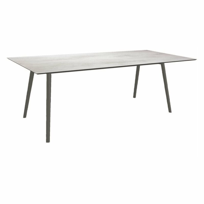 Stern Tisch "Interno", Größe 220x100cm, Alu anthrazit, Rundrohr, Tischplatte HPL Zement hell