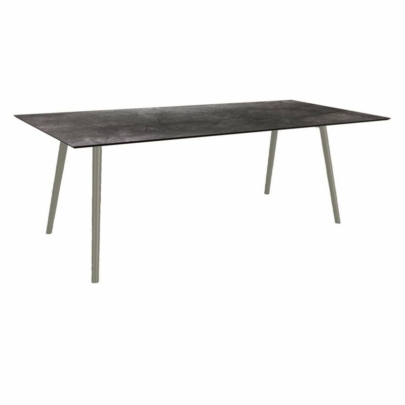 Stern Tisch "Interno", Größe 220x100cm, Alu graphit, Rundrohr, Tischplatte HPL Dark Marble
