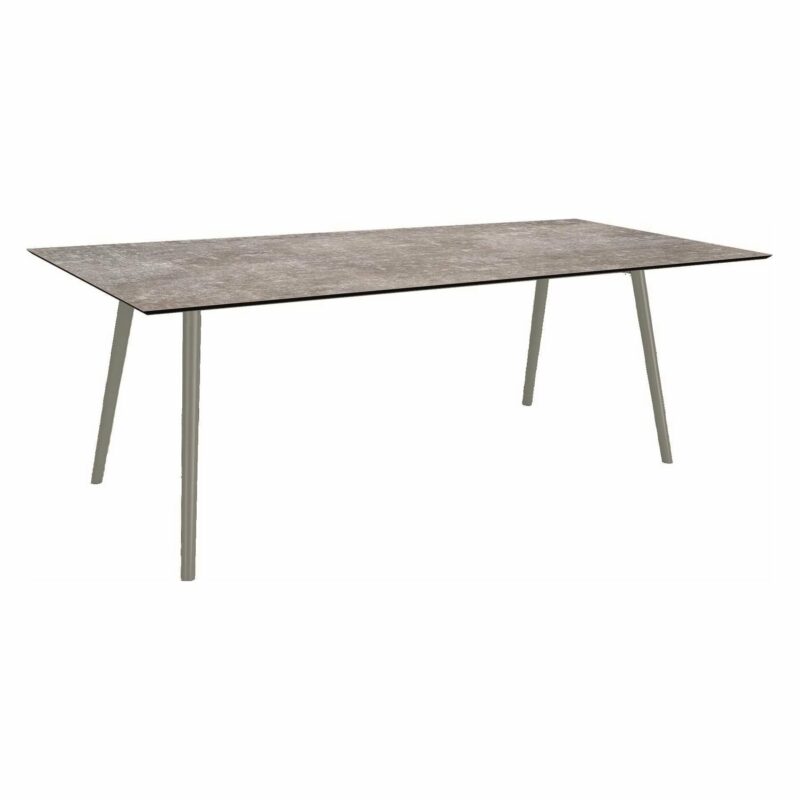 Stern Tisch "Interno", Größe 220x100cm, Alu graphit, Rundrohr, Tischplatte HPL Metallic Grau