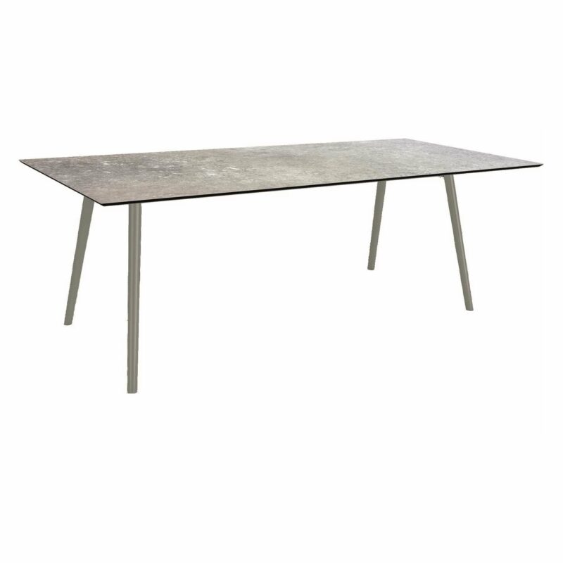 Stern Tisch "Interno", Größe 220x100cm, Alu graphit, Rundrohr, Tischplatte HPL Vintage Stone