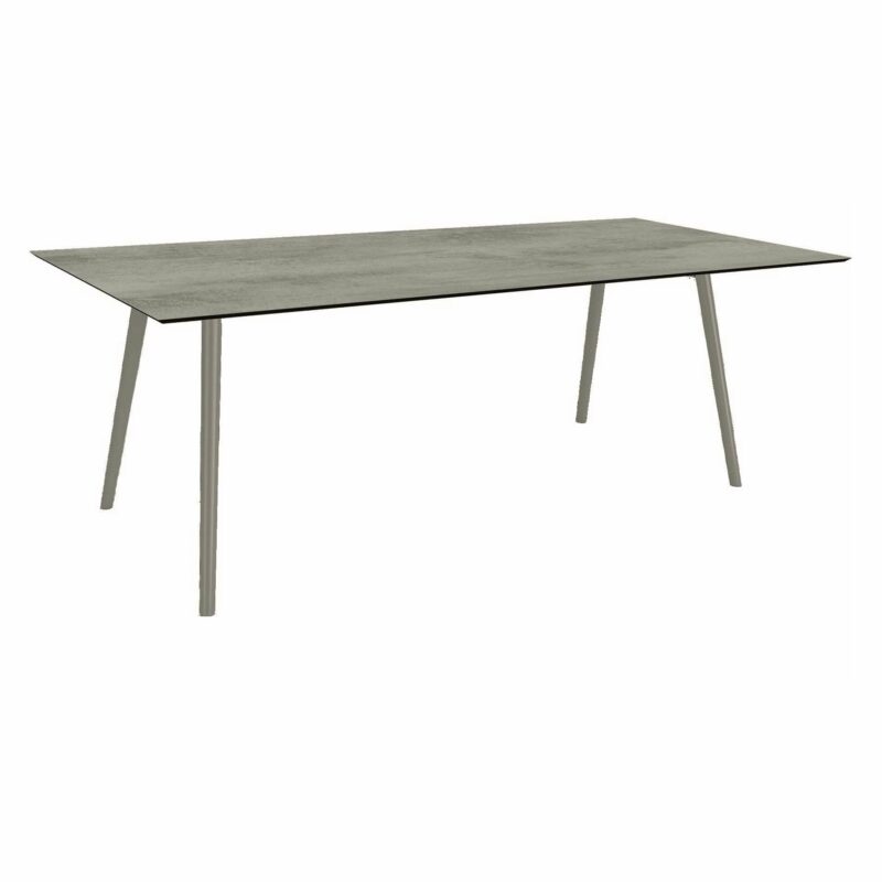 Stern Tisch "Interno", Größe 220x100cm, Alu graphit, Rundrohr, Tischplatte HPL Zement
