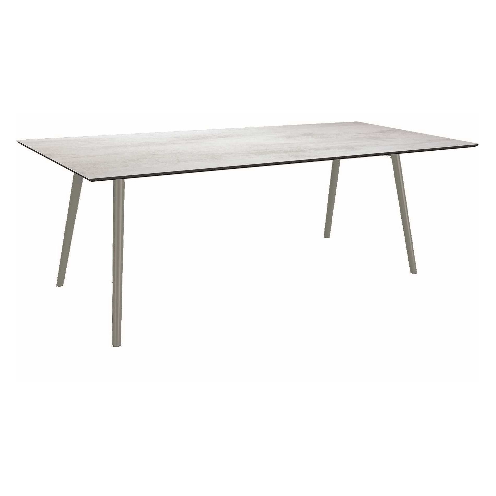 Stern Tisch "Interno", Größe 220x100cm, Alu graphit, Rundrohr, Tischplatte HPL Zement hell