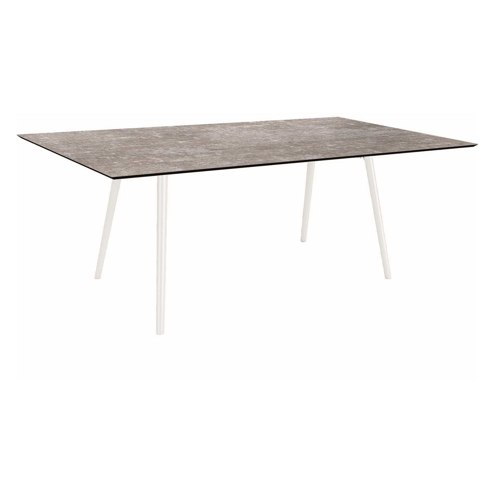 Stern Tisch "Interno", Größe 180x100cm, Alu weiß, Rundrohr, Tischplatte HPL Metallic Grau