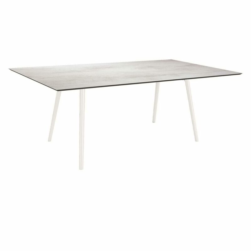 Stern Tisch "Interno", Größe 180x100cm, Alu weiß, Rundrohr, Tischplatte HPL Zement hell